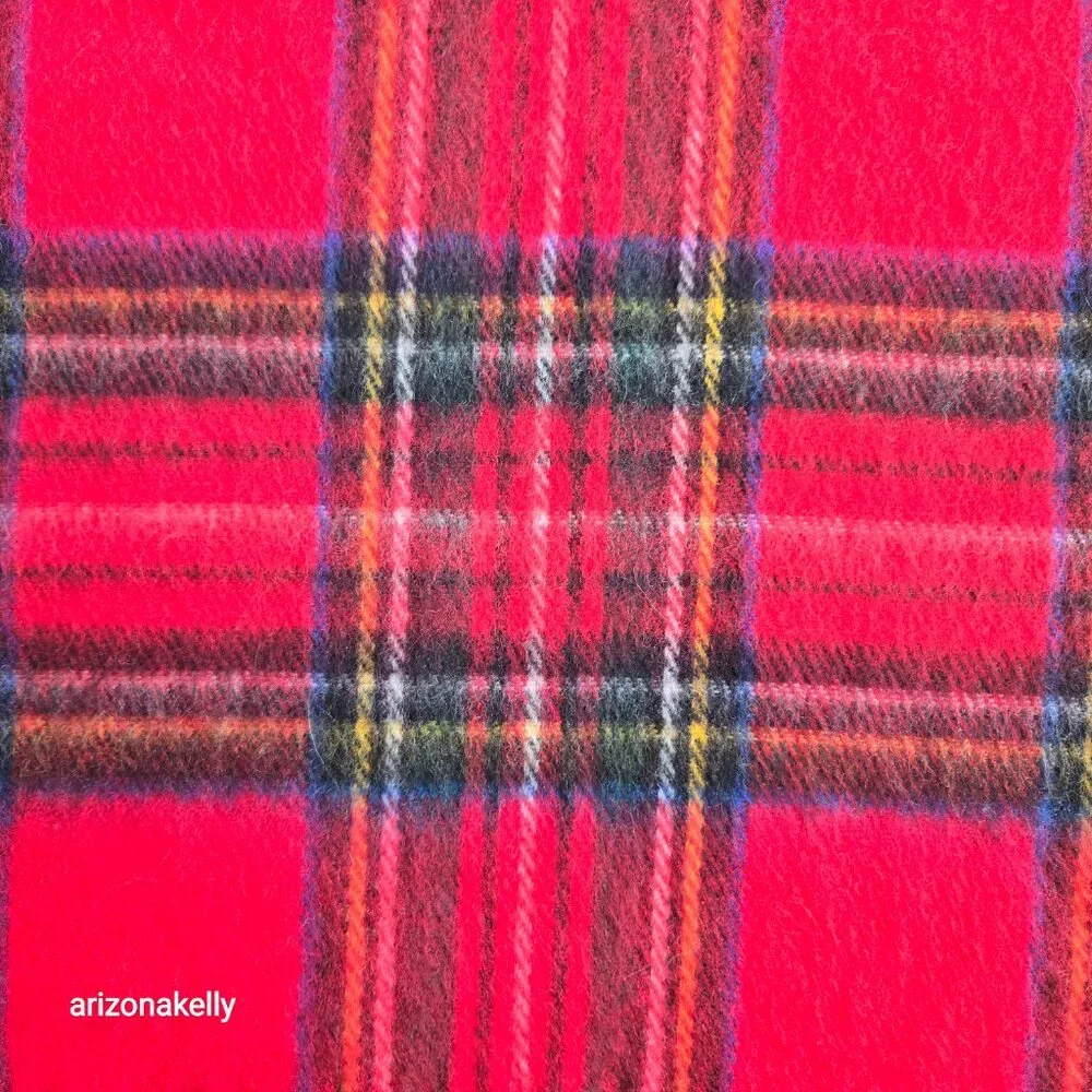 NWOT Wool Cashmere Tartan Red Plaid Wrap Scarf